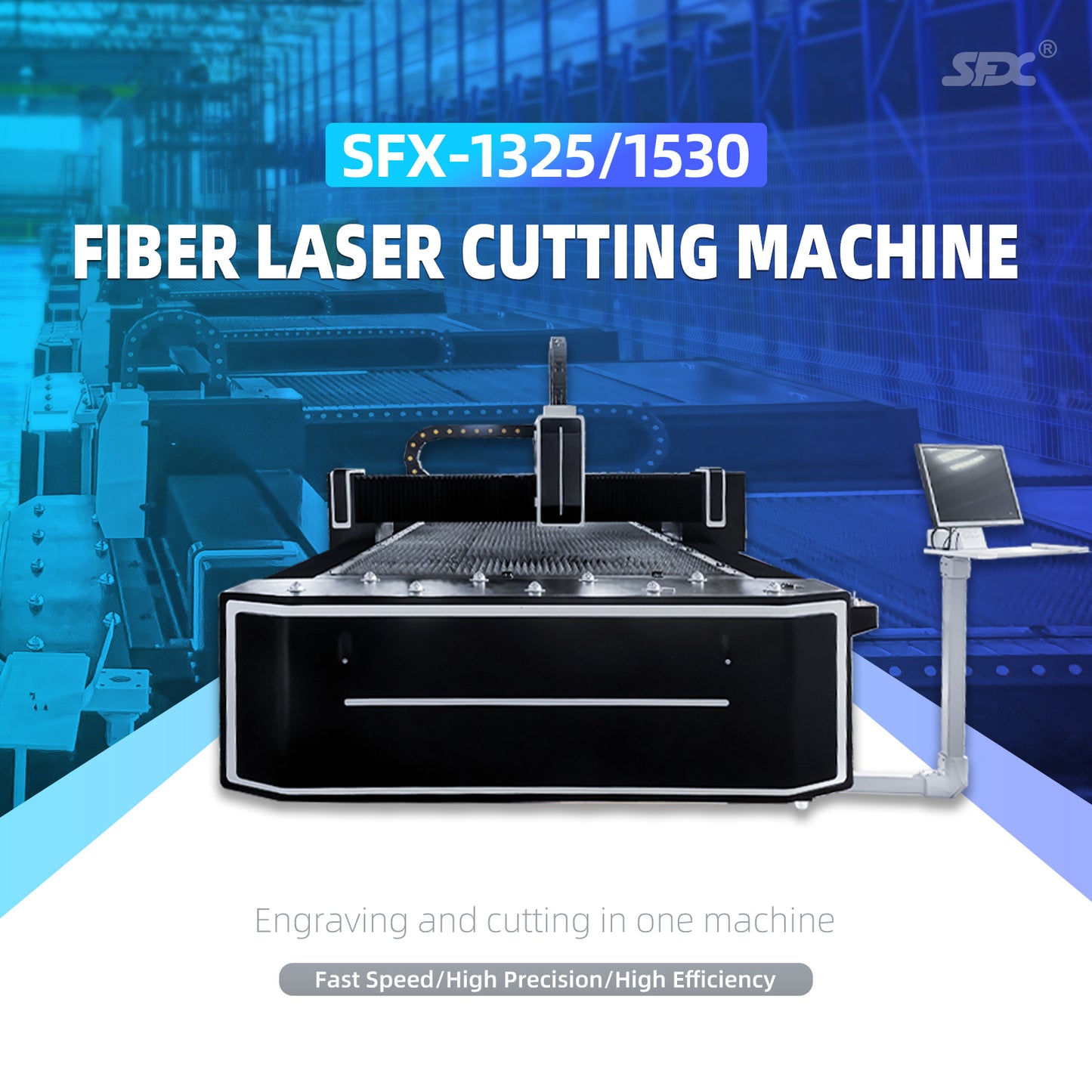 SFX 1-6KW Fiber Laser Cutting Machine 1325/1530 for SS Metal Cutting Metal Cutter Plate Sheet with CE