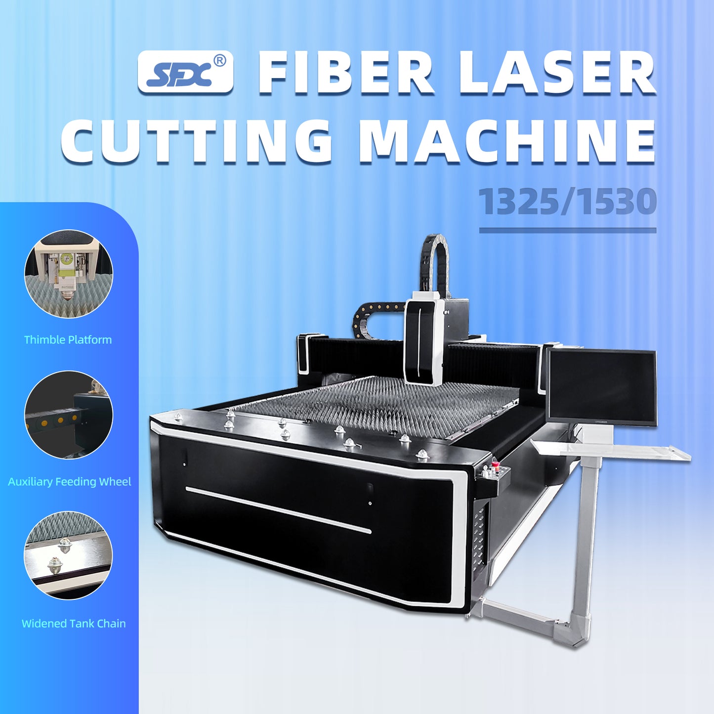 SFX 1-6KW Fiber Laser Cutting Machine 1325/1530 for SS Metal Cutting Metal Cutter Plate Sheet with CE