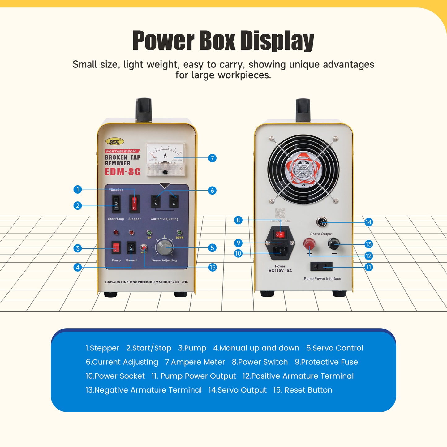 SFX 800W Portable EDM Tap Remover M2-M20 Bolt Drill Removal Spark Eroder Tap Burner Buster EDM-8C