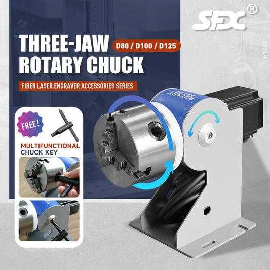 SFX Rotary Axis Rotary Chuck Rotating Shaft D80/D100/D125 with Driver for Laser Marking/Engraving Machine