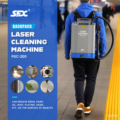 SFX Backpack Laser Cleaning Machine 200W Pulsed Handheld Laser Cleaner for Metal Rust Oil Painting Coating