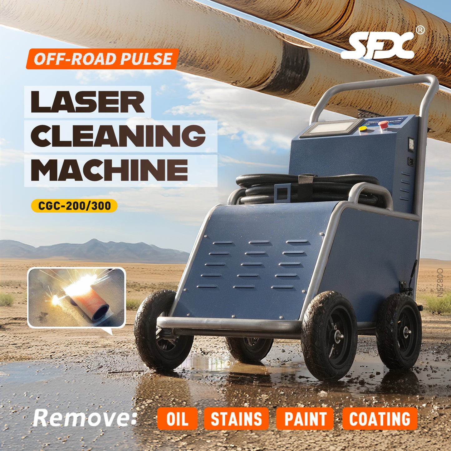 SFX Off-Road 200W 300W Laser Cleaning Machine 220V Pulsed Laser Cleaner for Outdoor Painting Coating Rust