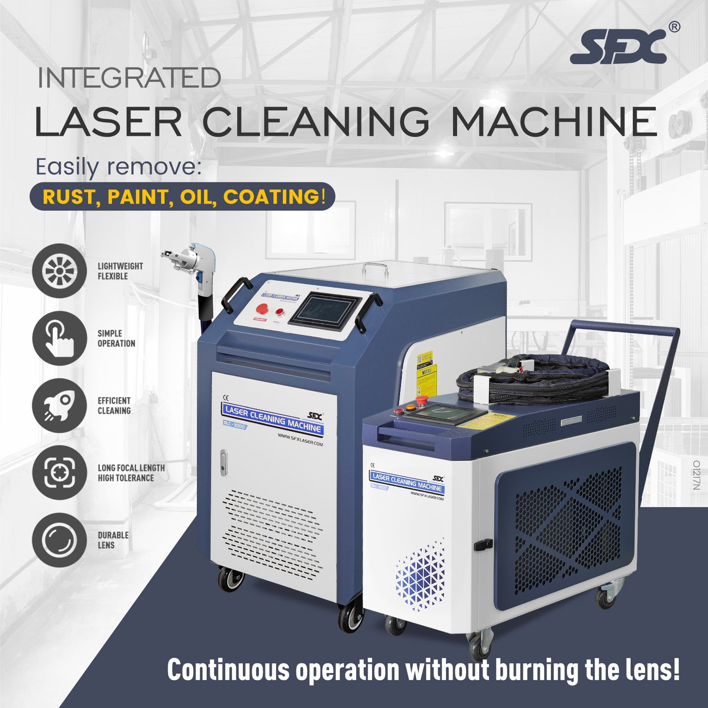 SFX Fiber Laser Cleaning Machine Handheld Laser Rust Removal 1500W/2000W/3000W for Oil Rust Paint