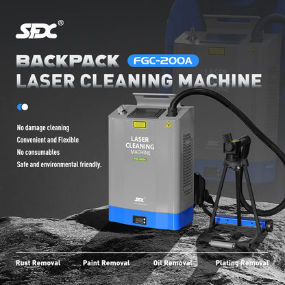 SFX Laser Cleaning Machine 200W Automatic Backpack Pulsed Laser Rust Removal for Rust Wood Oil Painting