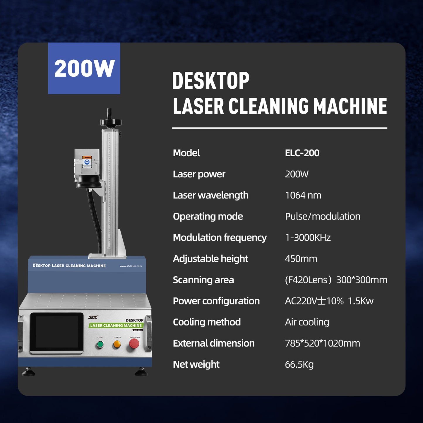 SFX 200W 300W Desktop Laser Rust Removal for Bulk Cleaning Welding Seams Oil Rust Paint Coating